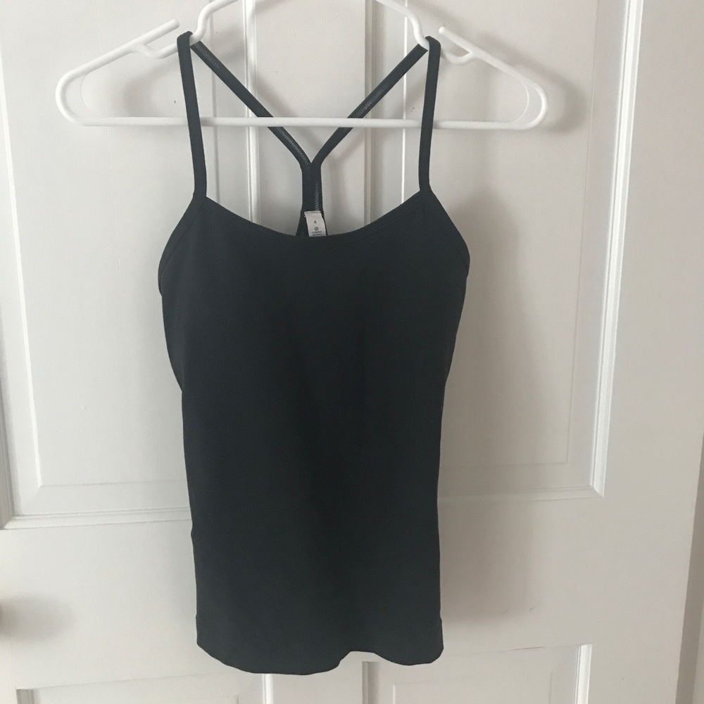lululemon power y tank black size 4